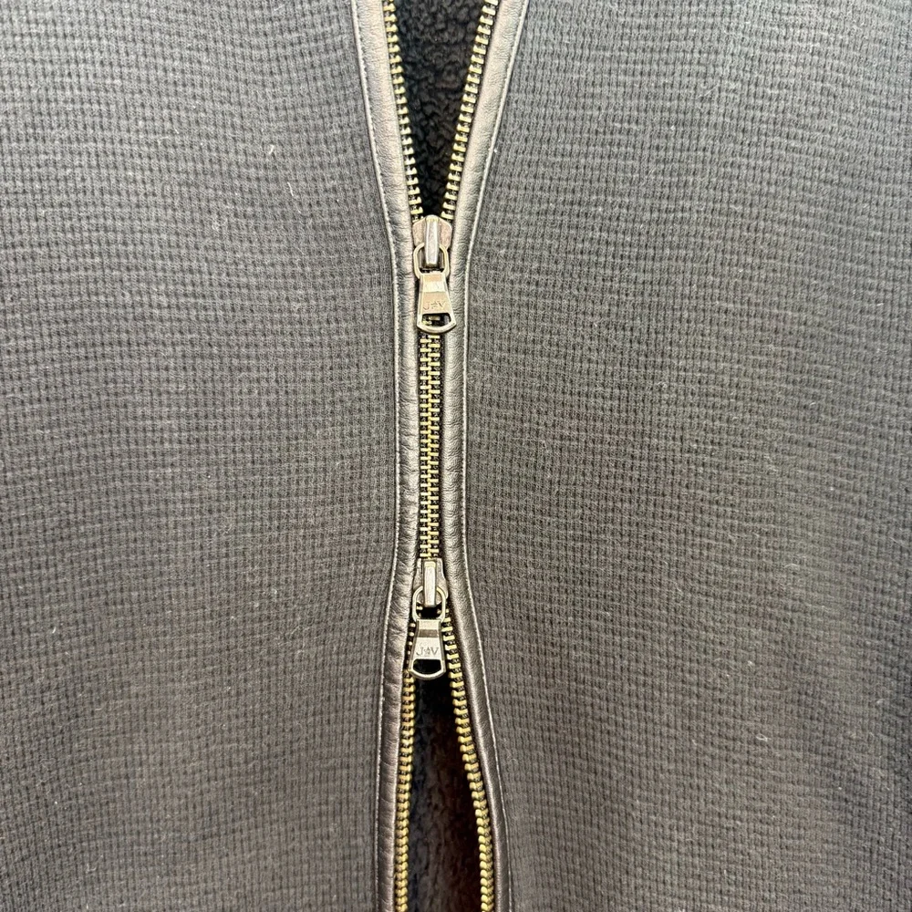 John Varvatos men’s Bomber Cotton jacket‎ zip up leather trim shearling lining L
